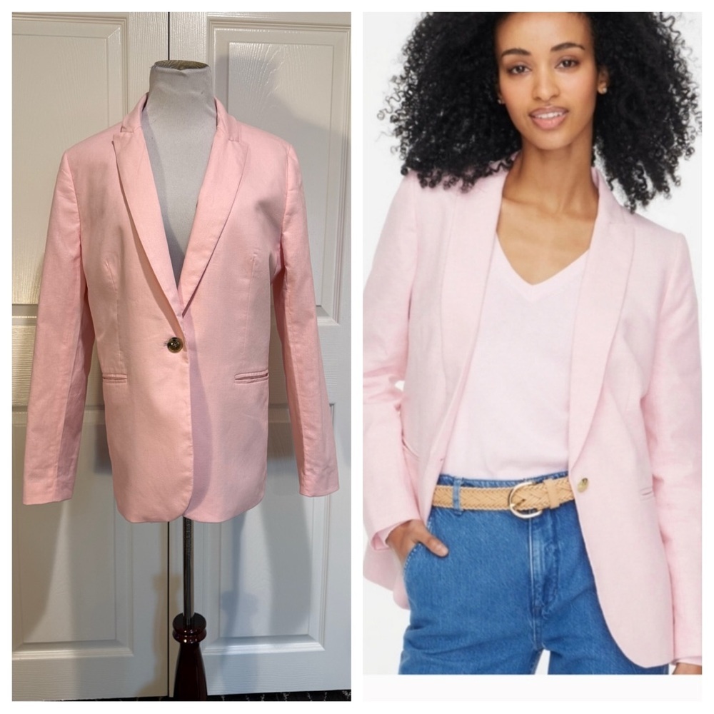J Crew Factory Linen Blend One Button Blazer